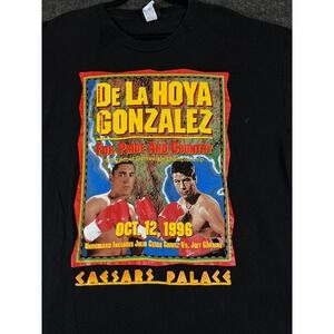 VTG 1996 Oscar De La Hoya Vs Gonzalez Boxing Shirt XL Black Caesars Palace USA
